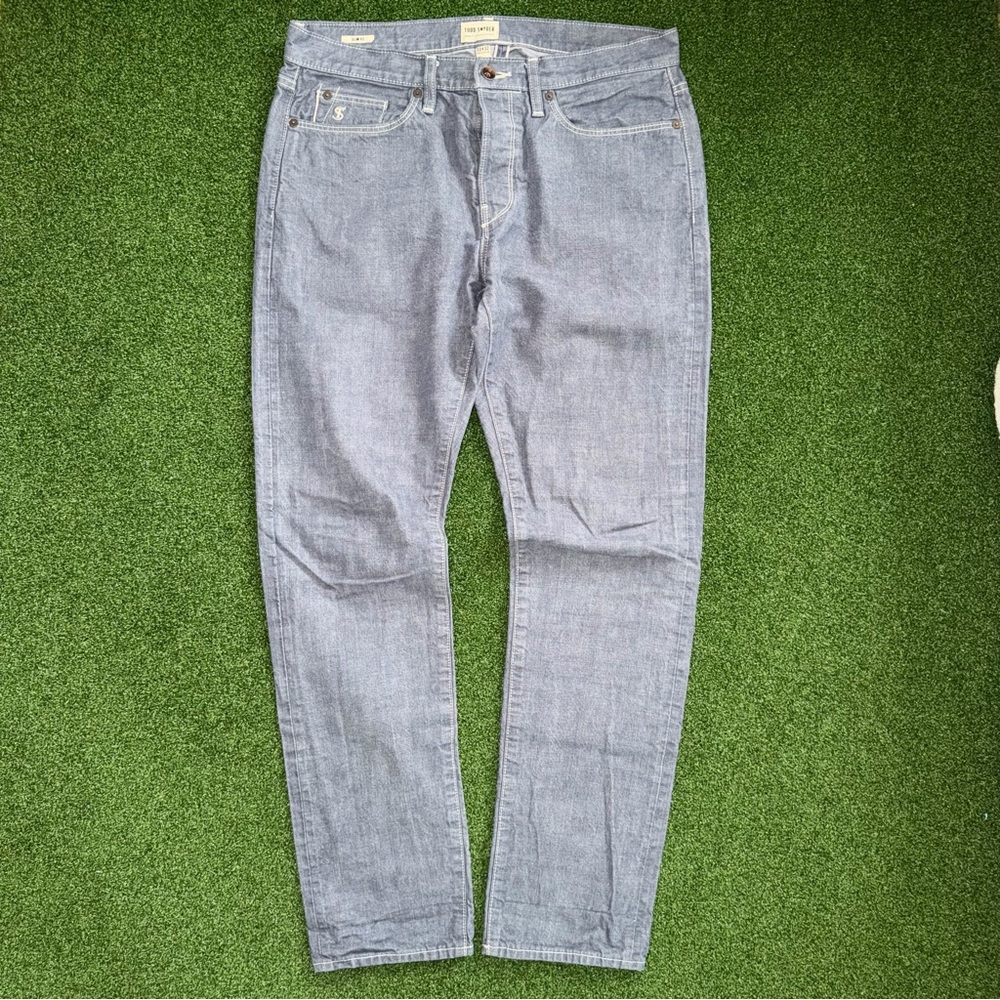 Todd Snyder Slim 33x30 Lightweight Japanese Selvedge Jean Slate Blue Button Fly
